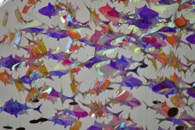 Parlak holografik balık dekorasyonu, soyut duvar kağıdı