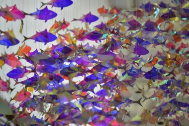 Parlak holografik balık dekorasyonu, soyut duvar kağıdı