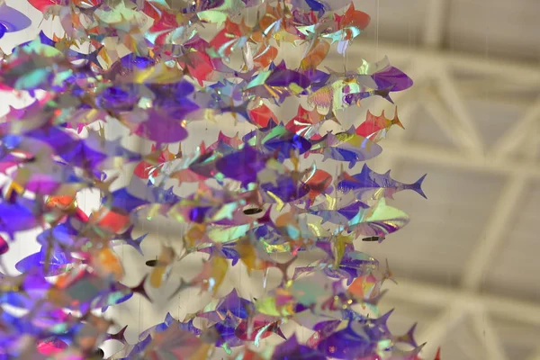 Parlak holografik balık dekorasyonu, soyut duvar kağıdı