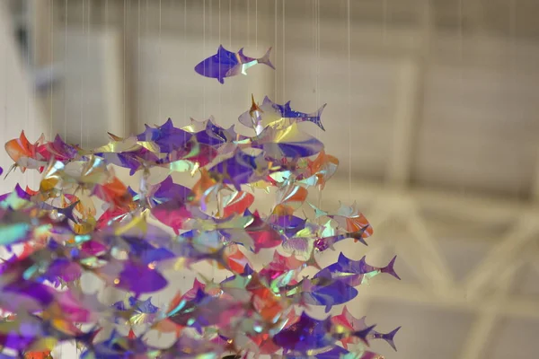 Parlak holografik balık dekorasyonu, soyut duvar kağıdı