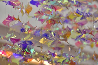 Parlak holografik balık dekorasyonu, soyut duvar kağıdı