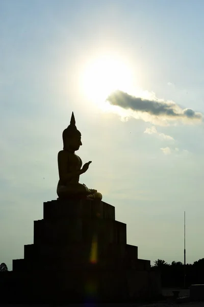 Tempel Und Buddha Statue Buddhistischer Schatten Mit Weisheit Erhellen Die — Stockfoto