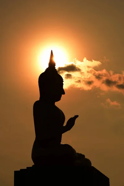 temple and buddha statue,Buddhist shadow with wisdom enlighten light spread.