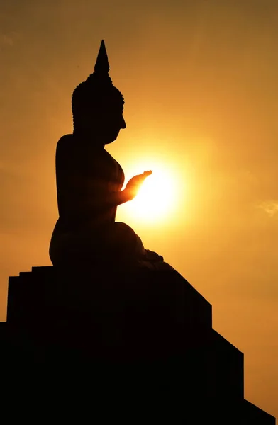 Храм Статуя Будды Буддийская Тень Мудростью Просветить Свет Распространяется — стоковое фото