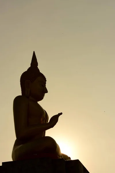 temple and buddha statue,Buddhist shadow with wisdom enlighten light spread.