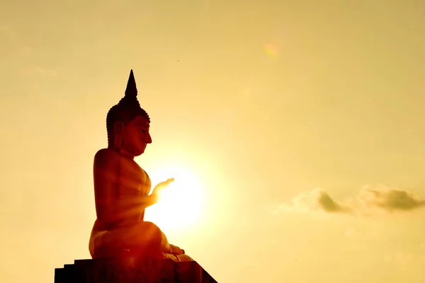 temple and buddha statue,Buddhist shadow with wisdom enlighten light spread.