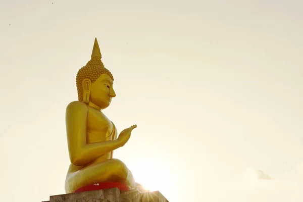 Tempio Statua Buddha Ombra Buddista Con Saggezza Illuminare Diffusione Della — Foto Stock