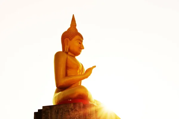 Tempio Statua Buddha Ombra Buddista Con Saggezza Illuminare Diffusione Della — Foto Stock