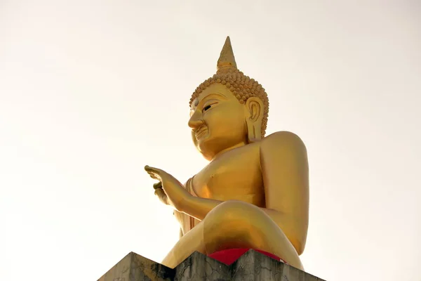 Temple Statue Bouddha Ombre Bouddhiste Avec Sagesse Illuminent Lumière Répandue — Photo