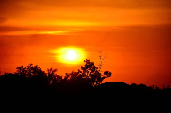 Increíble Naranja Puesta Del Sol Naturaleza Vista Panorámica — Foto de Stock