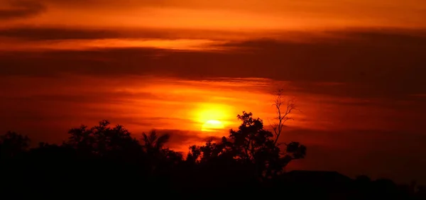 Increíble Naranja Puesta Del Sol Naturaleza Vista Panorámica — Foto de Stock