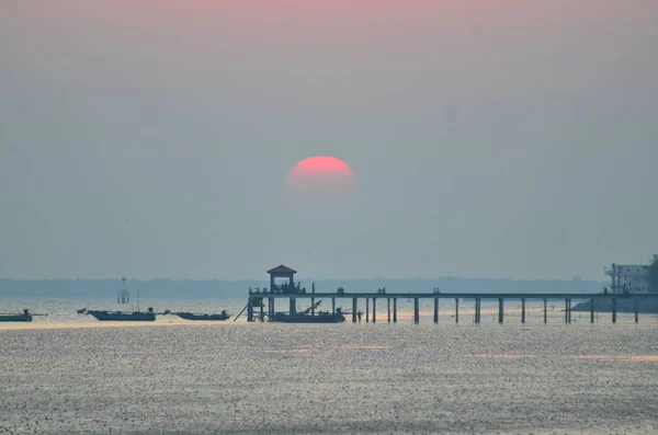 Prachtige Zonsondergang Boven Zee — Stockfoto