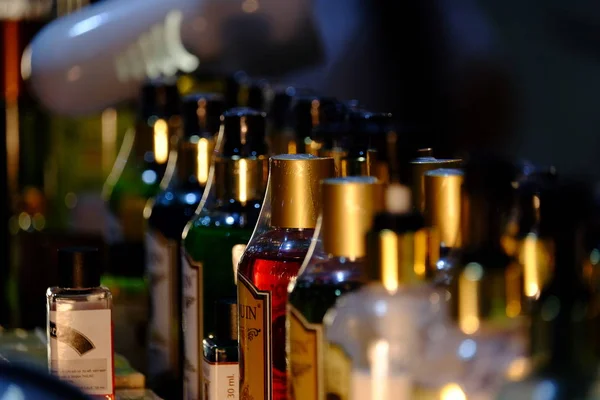 Bottles Alcohol Drink Row — Stock Photo, Image