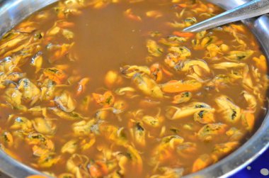 Tayland Taze deniz ürünleri balıkçı limanı yakınındaki taze pazarda