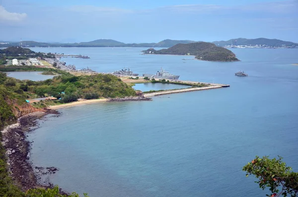 Kikötő Sattahip Naval Base Thaiföld Megtekinthető Domb Tetején — Stock Fotó