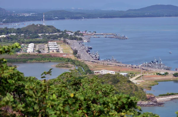 Puerto Deportivo Sattahip Naval Base Tailandia Visto Desde Cima Colina — Foto de Stock