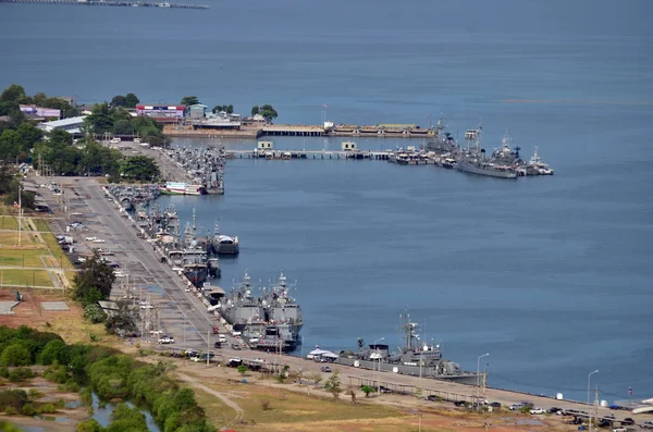 Puerto Deportivo Sattahip Naval Base Tailandia Visto Desde Cima Colina — Foto de Stock