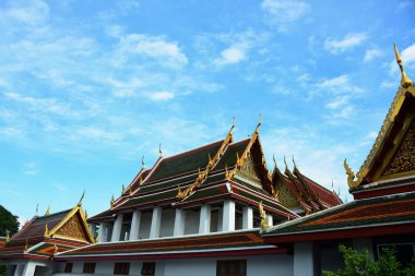 Wat Phra Kaew, Bangkok, Tayland Zümrüt Buda Tapınağı. Grand Palace Panoraması