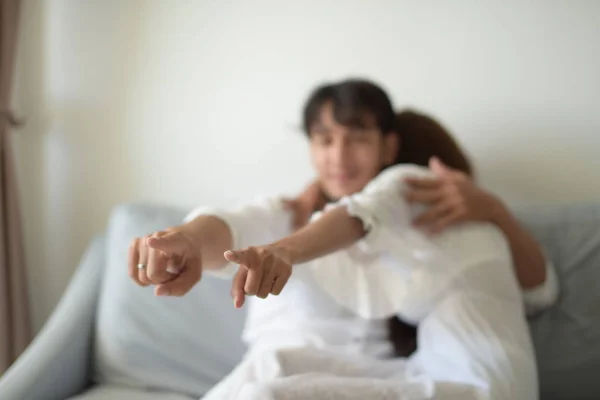 Young Beautiful Asian Couple Posing Indoors — Stock Photo, Image