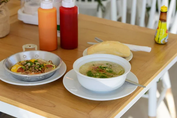 Chicken Vegetable Soup Table — Stock Photo, Image