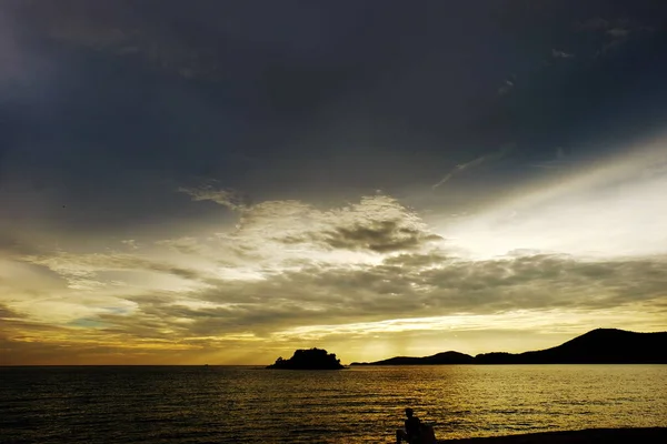 Niesamowity Zachód Słońca Nad Seascape Tło Przyrodnicze — Zdjęcie stockowe