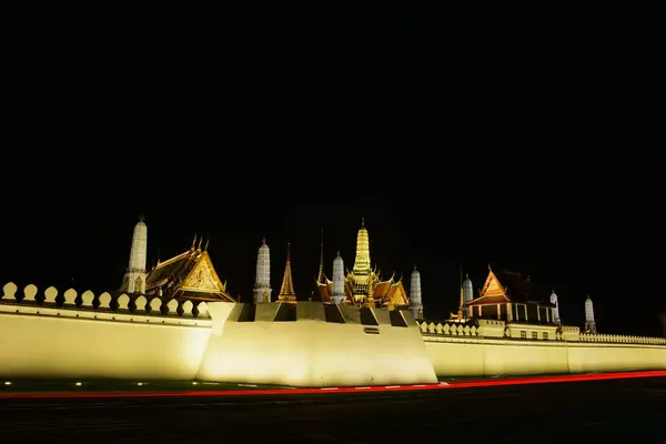 Vista Iluminación Arquitectura Tradicional Por Noche Tailand —  Fotos de Stock