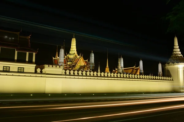 Uitzicht Traditionele Architectuur Verlichting Nachts Tailand — Stockfoto