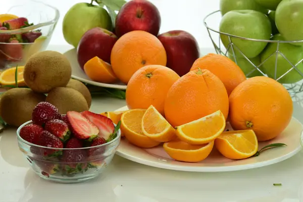 Close Sliced Fruits Kitchen Table — Stock Photo, Image