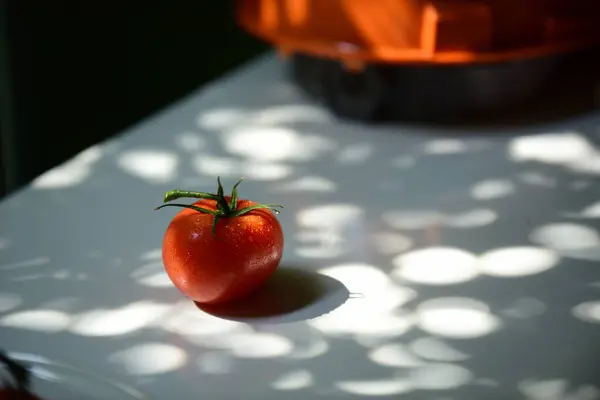 Close Tomate Maduro Vermelho Mesa — Fotografia de Stock