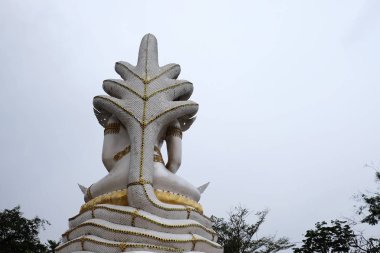 Gündüz vakti eski Budist tapınağının yanından geçiyor.