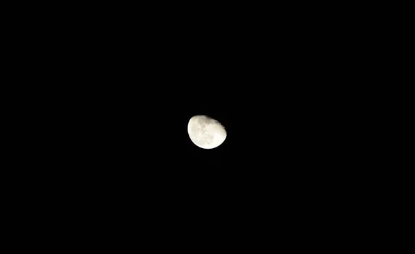 Vieille Lune Blanche Brillante Dans Ciel Nocturne Noir — Photo