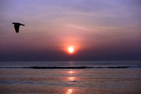 Pôr Sol Brilhante Beira Mar Natureza Colorida — Fotografia de Stock