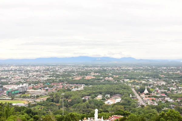 Vue Depuis Sommet Montagne Peut Voir Mer Ville — Photo