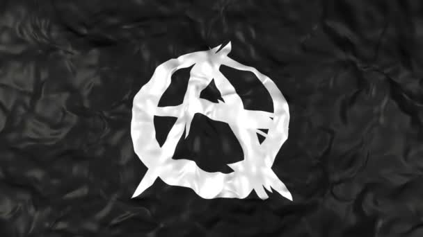 Close Flag Anarchy Symbol Waving — Stock Video