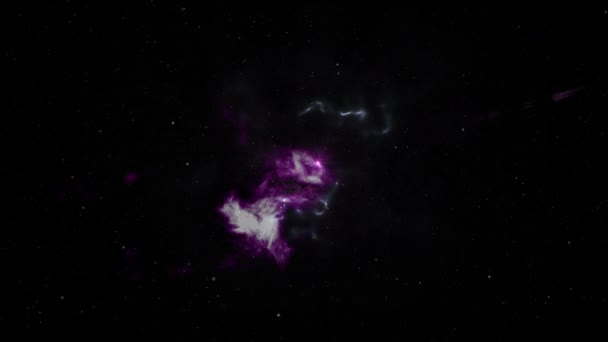 Вселенская Сцена Туманные Облака Галактика Пространстве Различными Видами Звезд Иллюстрация — стоковое видео