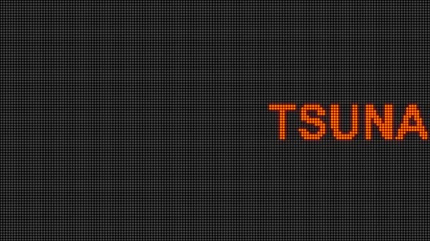 Texto Alerta Tsunami Display Led Grande Com Pixels Grandes — Vídeo de Stock