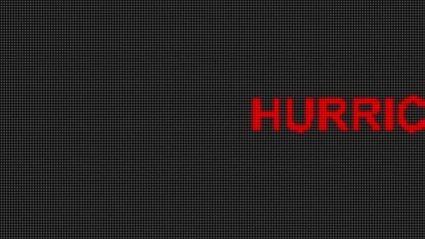 Hurricane Alert Text Big Led Display Large Pixels — Stock Video