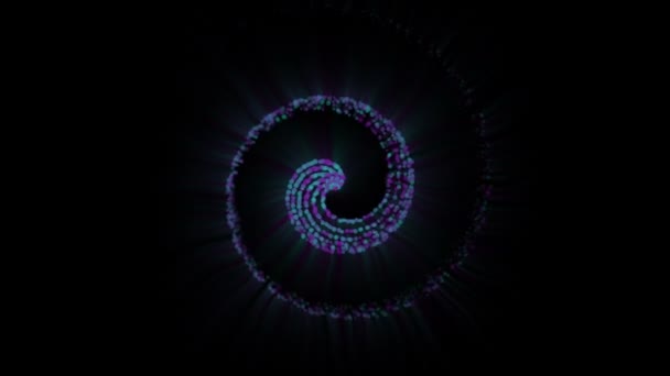 Abstrakt Glödande Hipnotic Blå Spiral Partiklar Ljus Animering Partikelbakgrund — Stockvideo