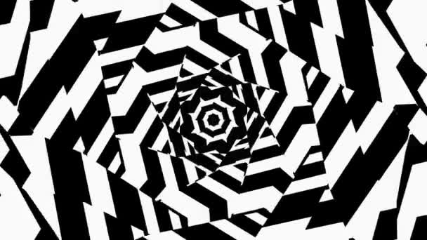 Черно Белые Волновые Линии Пересекаются Центре Визуальная Иллюзия Движения Гипнотическая — стоковое видео