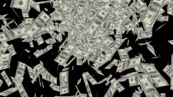American Hundred Dollar Bills Falling Dollar Banknotes Animation — Stock Video