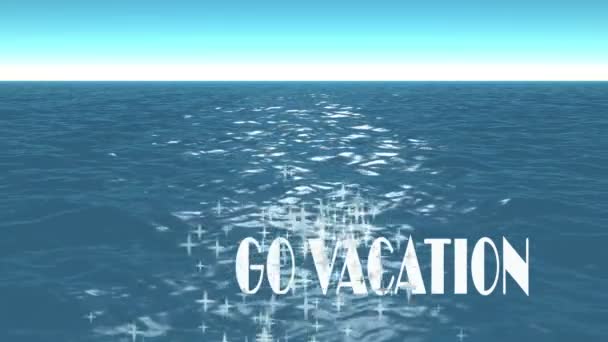 Sea Surface Formed Glowing Particles Text Let Vacation Travel Concept — Stock Video