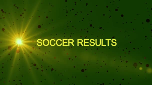 カラフルな光 抽象的な光の背景によって作成された美しい光学フレア効果を持つテキストサッカー結果 — ストック動画