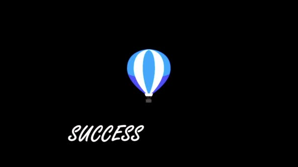 Balão Voador Colorido Com Texto Success Conceito Marketing — Vídeo de Stock
