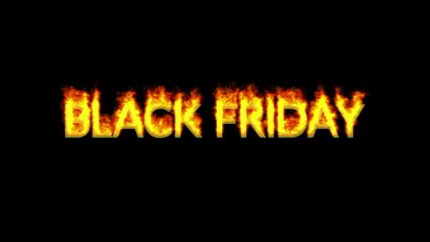 Animation Des Black Friday Textes Der Vor Schwarzem Hintergrund Brand — Stockvideo