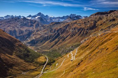 Furka Pass, İsviçre Alpleri. Manzara resim Furka İsviçre İsviçre Alpleri'nde bulunan Pass.