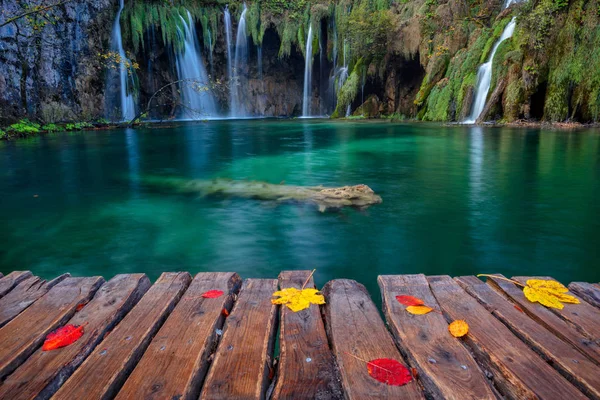 Plitvice Lakes Image Waterfall Located Plitvice National Park Croatia Autumn — Stock Photo, Image