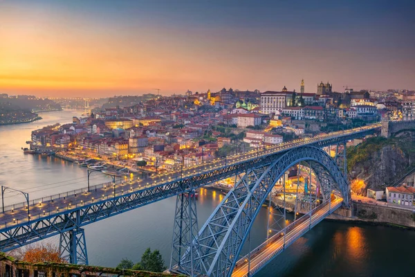 Porto Portugália Porto Portugália Híres Luis Híd Douro Folyón Naplemente — Stock Fotó