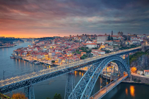 Porto Portugal Cityscape Gambar Udara Dari Porto Portugal Dengan Luis — Stok Foto