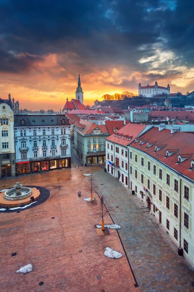 Bratislava Image Aérienne Centre Ville Historique Bratislava Capitale Slovaquie Coucher — Photo