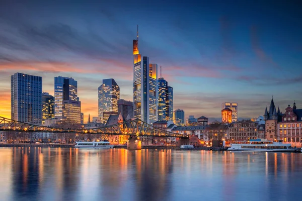 Frankfurt Main Germany Cityscape Image Frankfurt Main Skyline Beautiful Sunset — Stock Photo, Image